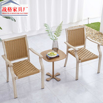 Outdoor Rattan Chair Balcony Table and chairs Three sets outdoor leisure patio Garden European-style minimalist Creative Backrest chair