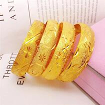 Chow Tai Fook Huamei wide-faced solid 16k gold big bracelet female Wedding Bride 18K gold jewelry 16k gold