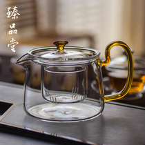 Glass boiled teapot home heat-resistant bubble teapot transparent band liner Japanese kung fu tea set flower teapot can be heated