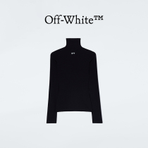Ms. OFF-WHITE Lady Black Classic OFF Logo Long Sleeve Fit High Collar T-shirt