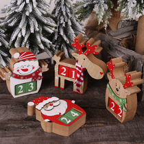 Christmas decorations three-dimensional calendar Santa Claus snowman wooden ornaments creative countdown cartoon decoration