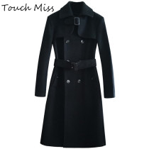 TOUCH MISS mens ultra-long wool coat winter new wool coat loose lapel simple jacket