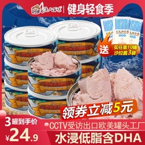 Water-soaked canned tuna 8 cans fitness meal replacement oil-soaked ready-to-eat seafood tuna fish meat cooked food materials