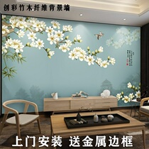 New Chinese flower bird integrated wall panel TV background wall Wood and wood fiberboard sofa Wall protection wall panel Bedroom quick fit board