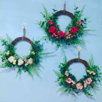 Garland decoration wall wall pendant Nordic retro photo background wall bedroom door rattan simulation flower pendant