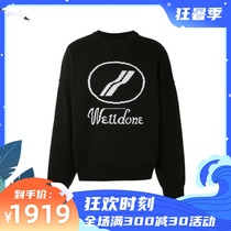 WELLONE new autumn winter black orange letters LOGO embroidered knitted loose sweater knitted sweater for men and women