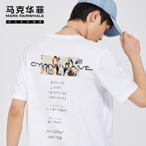 Mark Waffee Short Sleeve T Shirt Man 2022 Summer New Back Trend Printed Pure Cotton Boy Clothes White Tide