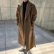 Winter New woolen coat men thick Korean version of loose knee trench coat long warm woolen coat tide