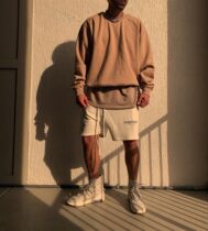 FOG FEAR OF GOD double thread ESSENTIALS gray camel embroidery round neck High Street wind sweater men and women tide