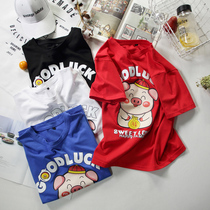 Pregnant women T-shirt summer short sleeve medium and long top Korean loose size summer dress maternity dress cartoon t shirt Cotton