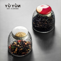 Yuyun glass tea jar Creative tea storage jar Sealed jar Transparent moisture-proof mini tea jar Japanese style