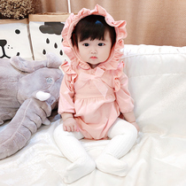 Korean baby clothes baby girl Autumn dress Princess foreign style 0-1 year old baby Jersey conjoined female baby full moon suit