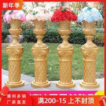 New wedding Roman column road lead gold plastic Diamond Road lead silk flower flower pot Totai road lead wedding props