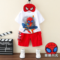 Spider-Man clothes Summer Children foreign air suit Boy handsome new short sleeve summer dress trendy thin child clothing wave