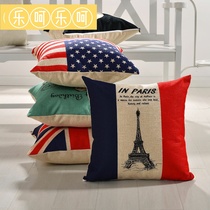 Four seasons cartoon pattern cotton and linen pillow linen pillow case does not contain core square sofa car cushion 40cm 50