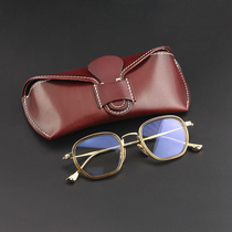Handmade leather glasses case head layer cowhide compression sun glasses storage bag portable ink mirror bag glasses case non-slip