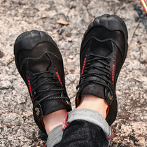 Haughong 2019 autumn winter new headlayer leather Outdoor mountaineering travel shoes Anti-slip casual leather shoes Mens casual shoes