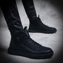 High-top shoes men Korean version of the trend inside shoes mens trendy shoes British medium board shoes mens autumn plus velvet mens shoes