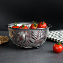 304 stainless steel washing basin drain basket drain basket Household thickened cooking basin Beating egg and basin kitchen round basin