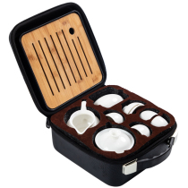 Dehua white porcelain bowl travel tea set portable package Japanese household miniature car mini-mini
