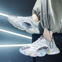 Men Shoes Fall Leisure Sports Little White Shoes 2021 new teenagers 100 hitch Breathable Soft Bottom Mesh Old Daddy Tide Shoes