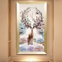 Line embroidery porch elk 2019 new Nordic rich deer European style vertical embroidery simple hand cross stitch