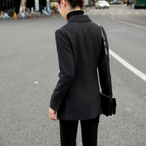 Herringbone hairy suit jacket women 2021 new autumn and winter casual Joker small short suit jacket