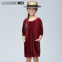 2021 Autumn Winter New Childrens Clothing Short Sleeves Pink Velvet Dress 100 Hitch Loose Large Girl Girl Skirt Princess Dress