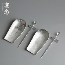 Delusion tea set Pure tin tea handmade hammer pattern Tea spoon Tea pillow Tea shovel Tea Ceremony Six gentlemen set accessories