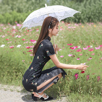 Flower cheongsam 2021 new female summer improved retro young bone dress Republic of China small dress girl