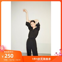 Lily new womens stripes seven-point sleeve waist slim suit collar jumpsuit collar jumpsuit 120130C7266