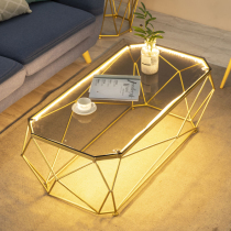 Minimalist modern tea table Nordic small family style living room rectangular tempered glass tea table personality net red ins creativity
