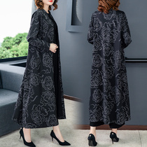 2023 Spring New Printed Large Size Womens Coat Casual Ethnic Style Over-the-Knee Embroidered Foreign Style Long Windbreaker Women