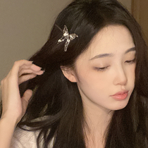 Personalized design sense of liquid metal hollow butterfly diamond hairpin female side clip temperament hot girl headdress hair accessories clip