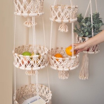 Nordic Bohemia hotel restaurant home decoration storage basket vegetable fruit basket handmade cotton rope woven storage basket