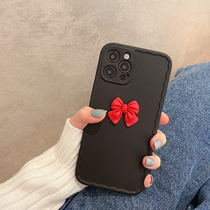 Japanese and Korean cute bow for iphone12promax mobile phone case 11pro Apple x All-inclusive xr Anti-drop xs couple max Net red xsmax red 8pu