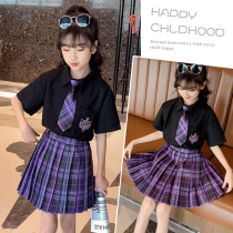 jk uniform summer girls e-sports girls short-sleeved childrens two-piece 10-year-old 12-year-old student jk uniform skirt genuine suit