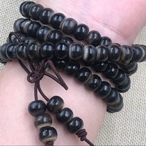 Wenplay collection genuine fish seed pattern black donkey hoof 108 beads rosary necklace bracelet handlebar
