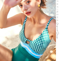 Sexy conjoined belly thin fairy fan ins retro conservative swimsuit 2021 new hot spring swimsuit women