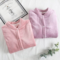 Couple one-piece tops pajamas men and women winter flannel thickened winter long-sleeved coral velvet suit home clothes
