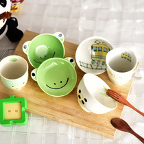 Creative Japanese cartoon ceramic small Bowl cute home childrens tableware set Japan imported baby ceramic water Cup