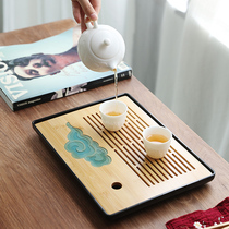 Lingsheng household simple creative tea tray Water storage round bamboo tray Mini portable dry bubble tray tea table