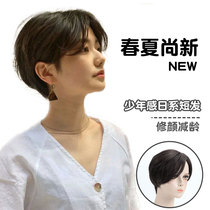 Wig Lady Short Hair Full Truth Haircut Liu Hai Divided Round Face Styling Wig Fluffy Natural Wig Woman Full Headgear