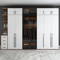 Nordic open wardrobe modern simple solid wood bedroom cabinet economical glass door Childrens large wardrobe assembly