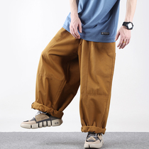 Japanese High Street oversize laziness loose hanging wide leg radish pants mens and womens straight casual tooling trousers tide