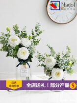 Nordic fake flower simulation rose bouquet living room table decoration flower eucalyptus leaf simulation bouquet ornaments