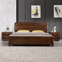 New Chinese style black walnut all solid wood 18 meters double high and low box air pressure simple and economical bedroom bed with drawers