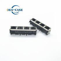 Wankang RJ45 socket 1*4 with light with shrapnel 8P8C 56 with shielded 90 degree bending foot network interface