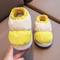 Simple childrens cotton shoes winter plus velvet thick cotton slippers boys and girls waterproof baby plus cotton indoor home winter shoes