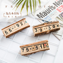 ins retro wood desk calendar wood pile solid wood photo-prop photography background cloth view decoration Nordic home